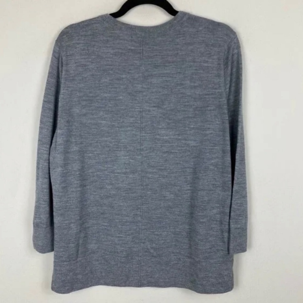 Banana Republic Tres Bien Gray Merino Wool Sweater L Large Lightweight Knit Grey - Picture 5 of 6